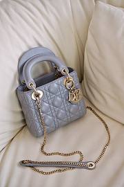 Mini Lady Dior Bag Pearlescent Gray Cannage Lambskin - 17x15x7cm - 2