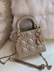 Mini Lady Dior Bag Taupe Gold Hardware Cannage Lambskin - 17x15x7cm - 1