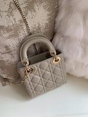 Mini Lady Dior Bag Taupe Gold Hardware Cannage Lambskin - 17x15x7cm - 2