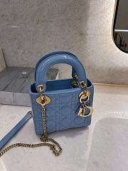 Mini Lady Dior Bag Blue Patent Cannage Calfskin - 17x15x7cm - 6