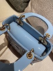 Mini Lady Dior Bag Blue Patent Cannage Calfskin - 17x15x7cm - 4