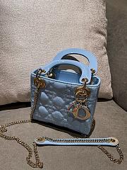 Mini Lady Dior Bag Blue Patent Cannage Calfskin - 17x15x7cm - 3