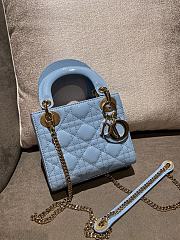 Mini Lady Dior Bag Blue Patent Cannage Calfskin - 17x15x7cm - 2