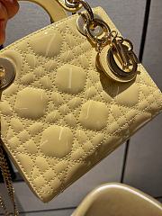 Mini Lady Dior Bag Yellow Patent Cannage Calfskin - 17x15x7cm - 2