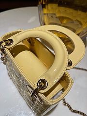 Mini Lady Dior Bag Yellow Patent Cannage Calfskin - 17x15x7cm - 3