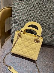 Mini Lady Dior Bag Yellow Patent Cannage Calfskin - 17x15x7cm - 5