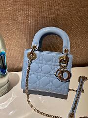 Mini Lady Dior Bag Blue Patent Cannage Calfskin - 17x15x7cm - 1