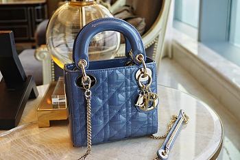 Mini Lady Dior Bag Dark Blue Patent Cannage Calfskin - 17x15x7cm