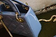 Mini Lady Dior Bag Dark Blue Patent Cannage Calfskin - 17x15x7cm - 5