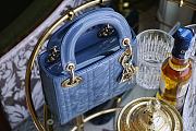 Mini Lady Dior Bag Dark Blue Patent Cannage Calfskin - 17x15x7cm - 3