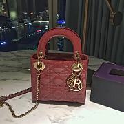 Mini Lady Dior Bag Dark Pink Patent Cannage Calfskin - 17x15x7cm - 6