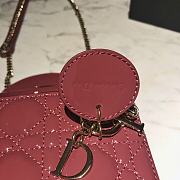 Mini Lady Dior Bag Dark Pink Patent Cannage Calfskin - 17x15x7cm - 4