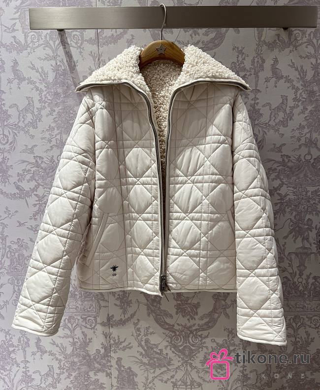 Dior Reversible Macrocannage Peacoat White Quilted Technical Taffeta and Fleece - 1