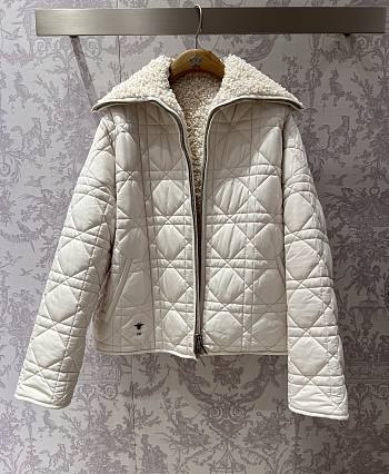 Dior Reversible Macrocannage Peacoat White Quilted Technical Taffeta and Fleece