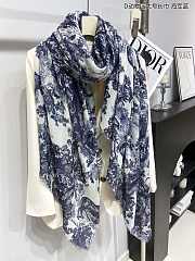 Dior Toile de Jouy Sauvage Stole White and Navy Blue Cashmere - 140x180cm - 2