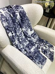 Dior Toile de Jouy Sauvage Stole White and Navy Blue Cashmere - 140x180cm - 4