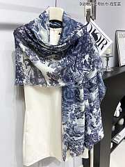 Dior Toile de Jouy Sauvage Stole White and Navy Blue Cashmere - 140x180cm - 6