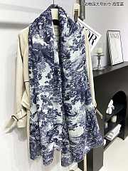 Dior Toile de Jouy Sauvage Stole White and Navy Blue Cashmere - 140x180cm - 5