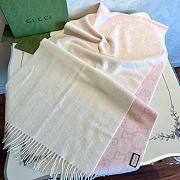 Gucci GG Cashmere Scarf Pink And Ivory Cashmere Jacquard - 47x200cm - 4