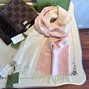 Gucci GG Cashmere Scarf Pink And Ivory Cashmere Jacquard - 47x200cm - 1