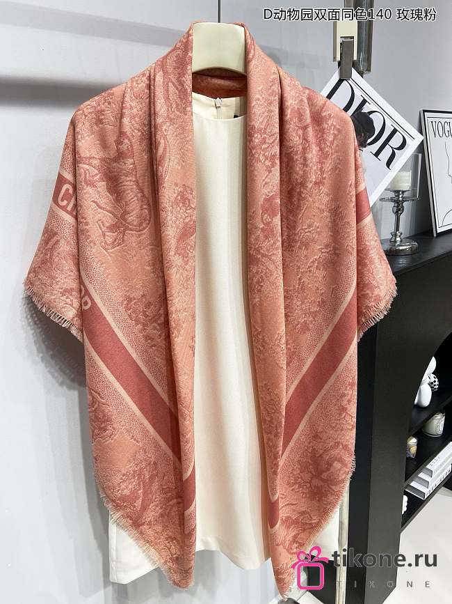 Dior Oblique Shawl Roses Des Vents Silk Blend and Metallic Thread - 140x140cm - 1