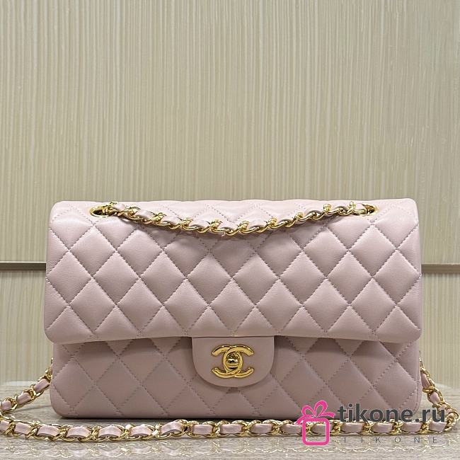 Chanel Classic Pink Lamskin Silver Hardware Bag - 15.5×25.5×6.5cm - 1