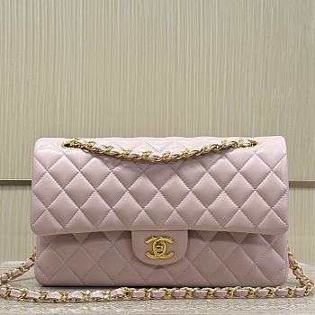 Chanel Classic Pink Lamskin Silver Hardware Bag - 15.5×25.5×6.5cm