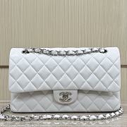 Chanel Classic White Lamskin Silver Hardware Bag - 15.5×25.5×6.5cm - 1