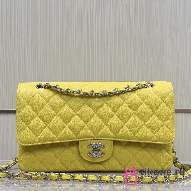 Chanel Classic Yellow Caviar Silver Hardware Bag - 15.5×25.5×6.5cm - 1