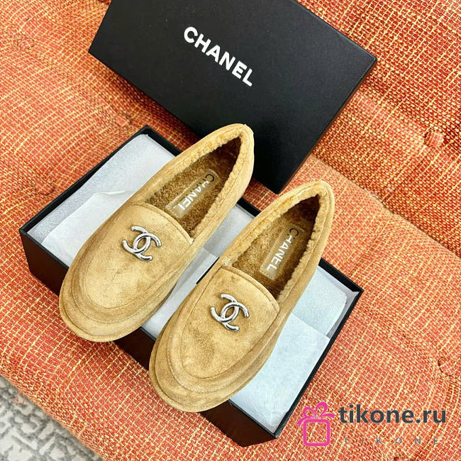 Chanel Women's Loafer Suede Beige  - 1