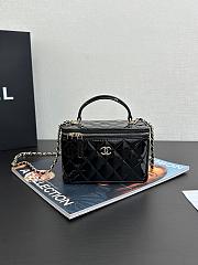 Chanel Clutch With Strap Patent Leather Gold Metal Dark Black - 9.5×17×8cm - 1