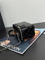 Chanel Clutch With Strap Patent Leather Gold Metal Dark Black - 9.5×17×8cm - 6