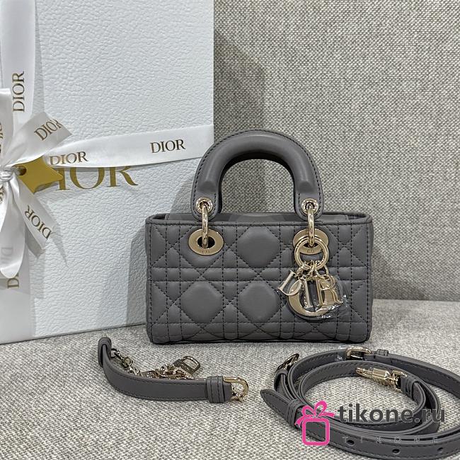 Dior Lady D-Joy Micro Bag Dark Gray Latte Cannage Lambskin - 16x9x5cm - 1