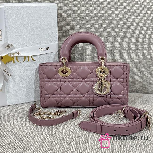 Dior Small Lady D-Joy Bag Peony Pink Cannage Lambskin - 22x11.5x6cm  - 1