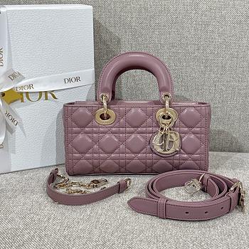 Dior Small Lady D-Joy Bag Peony Pink Cannage Lambskin - 22x11.5x6cm 