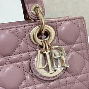 Dior Small Lady D-Joy Bag Peony Pink Cannage Lambskin - 22x11.5x6cm  - 5