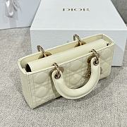 Dior Small Lady D-Joy Bag White Patent Cannage Calfskin - 22x11.5x6cm - 2