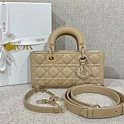 Dior Small Lady D-Joy Bag Powder Beige Cannage Lambskin - 22x11.5x6cm - 1