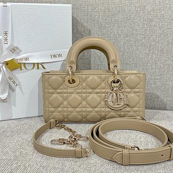 Dior Small Lady D-Joy Bag Powder Beige Cannage Lambskin - 22x11.5x6cm