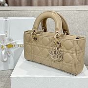 Dior Small Lady D-Joy Bag Powder Beige Cannage Lambskin - 22x11.5x6cm - 3