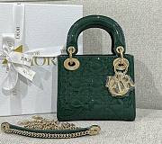 Mini Lady Dior Bag Dark Green Patent Cannage Calfskin - 17x15x7cm - 1