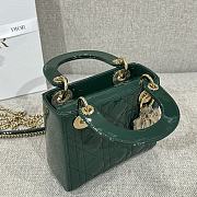 Mini Lady Dior Bag Dark Green Patent Cannage Calfskin - 17x15x7cm - 3