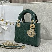 Mini Lady Dior Bag Dark Green Patent Cannage Calfskin - 17x15x7cm - 4