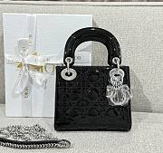 Mini Lady Dior Bag Black Silver Hardware Patent Cannage Calfskin - 17x15x7cm - 1