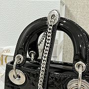 Mini Lady Dior Bag Black Silver Hardware Patent Cannage Calfskin - 17x15x7cm - 3