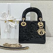 Mini Lady Dior Bag Black Gold Hardware Patent Cannage Calfskin - 17x15x7cm - 1