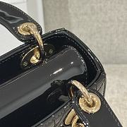 Mini Lady Dior Bag Black Gold Hardware Patent Cannage Calfskin - 17x15x7cm - 6