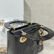 Mini Lady Dior Bag Black Gold Hardware Patent Cannage Calfskin - 17x15x7cm - 5