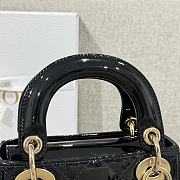 Mini Lady Dior Bag Black Gold Hardware Patent Cannage Calfskin - 17x15x7cm - 4