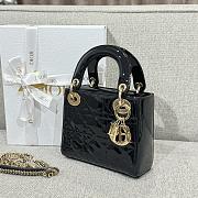 Mini Lady Dior Bag Black Gold Hardware Patent Cannage Calfskin - 17x15x7cm - 2